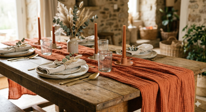 Gaze de coton et Terracotta : Le duo gagnant pour une table authentique en 2026